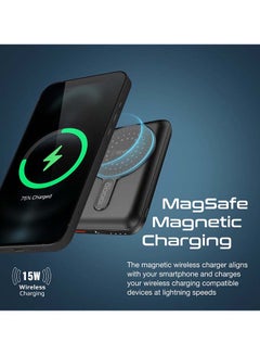 PROMATE 10000mAh SuperCharge MagSafe Wireless Charging Power Bank 15W Magnetic Wireless Charger, 20W PD And Quick charge 3.0 port Black  - Image 2