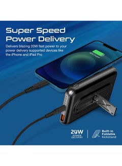 PROMATE 10000mAh SuperCharge MagSafe Wireless Charging Power Bank 15W Magnetic Wireless Charger, 20W PD And Quick charge 3.0 port Black  - Image 3