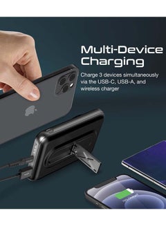 PROMATE 10000mAh SuperCharge MagSafe Wireless Charging Power Bank 15W Magnetic Wireless Charger, 20W PD And Quick charge 3.0 port Black  - Image 5