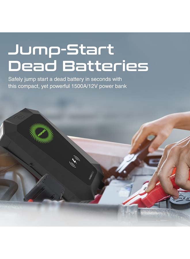 PROMATE 1500A/12V Car Jump Starter with 19200mAh Power Bank, 10W Qi Charger, Dual QC 3.0 Ports, HexaBolt-20  - Image 3