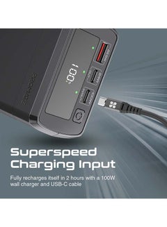 بروميت باور بانك للشحن السريع بقدرة 38000 مللي أمبير في الساعة مزود بمنفذ USB-C PD بقدرة 100 وات وتقنية كوالكوم للشحن السريع 3.0 بقدرة 22.5 وات أسود أسود  - Image 5