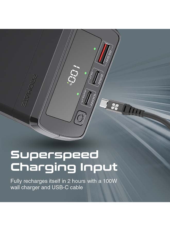 بروميت باور بانك للشحن السريع بقدرة 38000 مللي أمبير في الساعة مزود بمنفذ USB-C PD بقدرة 100 وات وتقنية كوالكوم للشحن السريع 3.0 بقدرة 22.5 وات أسود أسود  - Image 5