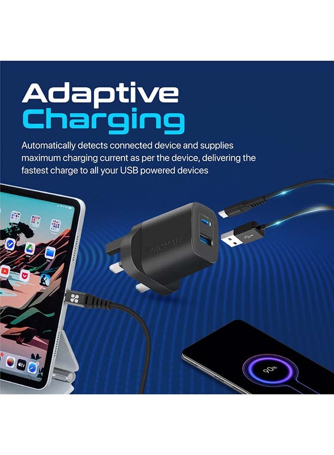 17W High-Speed Dual Port Charger Black