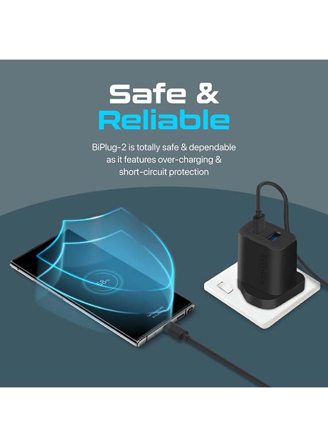 17W High-Speed Dual Port Charger Black