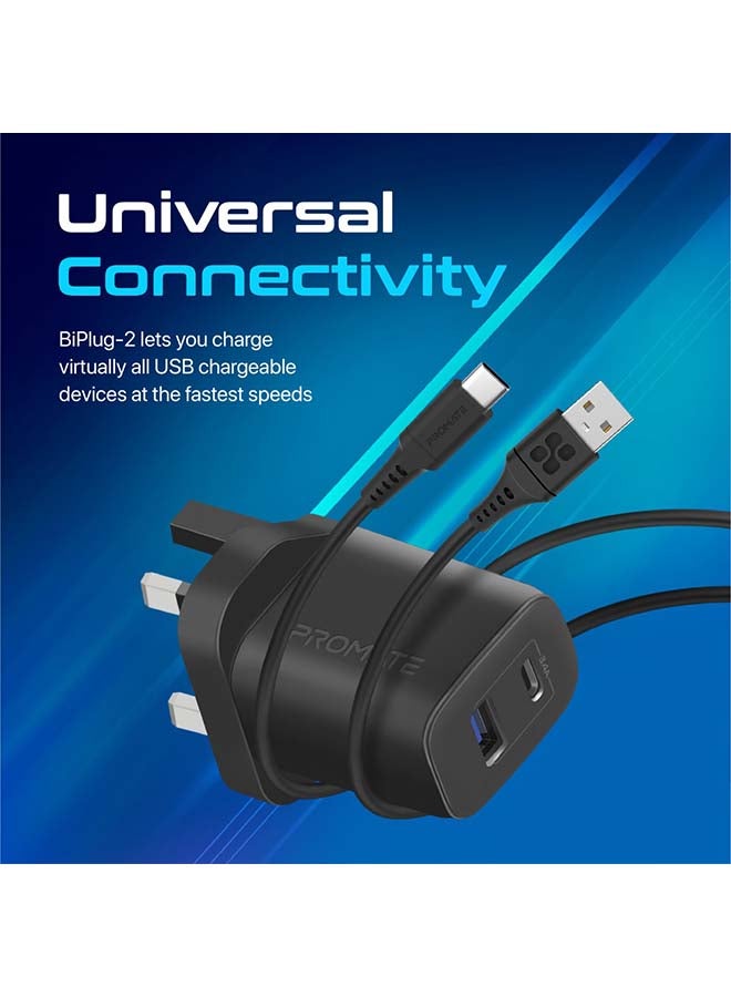 17W High-Speed Dual Port Charger Black