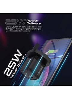 بروميت شاحن حائط USB-C مزود بالطاقة بقوة 25 وات باللون الأسود أسود  - Image 2