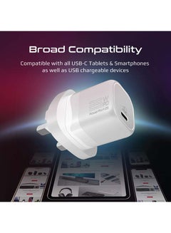 بروميت شاحن حائط بمنفذ USB-C بقدرة 25 وات باللون الأبيض أبيض  - Image 4