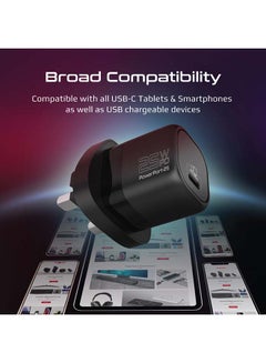 بروميت شاحن حائط USB-C مزود بالطاقة بقوة 25 وات باللون الأسود أسود  - Image 4