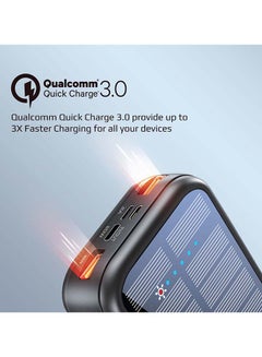 PROMATE 20000mAh EcoLight Solar Power Bank with Built-in USB-C & Lightning Cables Black  - Image 3