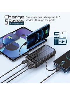PROMATE 20000mAh EcoLight Solar Power Bank with Built-in USB-C & Lightning Cables Black  - Image 4