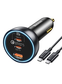 بيسوس شاحن سيارة 160 واط من النوع C، QC5.0 PD3.0 PPS 3 منافذ شحن فائق السرعة محول شاحن هاتف السيارة لهاتف iPhone 15/15 Pro Max، Plus/14,13,12,11 Series، Samsung Galaxy S23/S22، iPad Pro ، ماك بوك برو،/ لاب توب اير  - Image 1