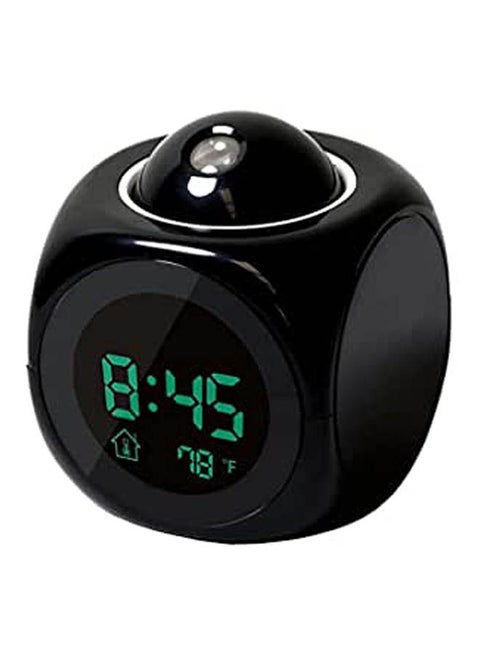 Multifunction Alarm Clock Digital Lcd Display Voice Talking Led Projection Temperature Decor Black