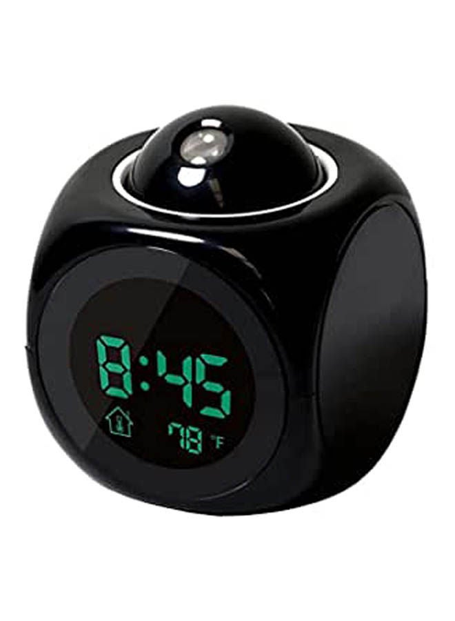 Multifunction Alarm Clock Digital Lcd Display Voice Talking Led Projection Temperature Decor Black