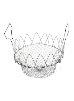 Collapsible Colander Mesh Basket Steam Rinse Strainer Stainless Steel Filter Silver