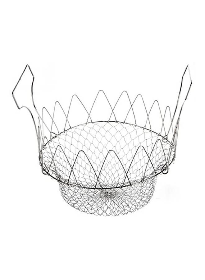 Generic - Collapsible Colander Mesh Basket Steam Rinse Strainer Stainless Steel Filter Silver - Image 1