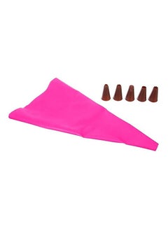 Generic Reusable Cream Pastry Bag With 5 Pieces Pink 