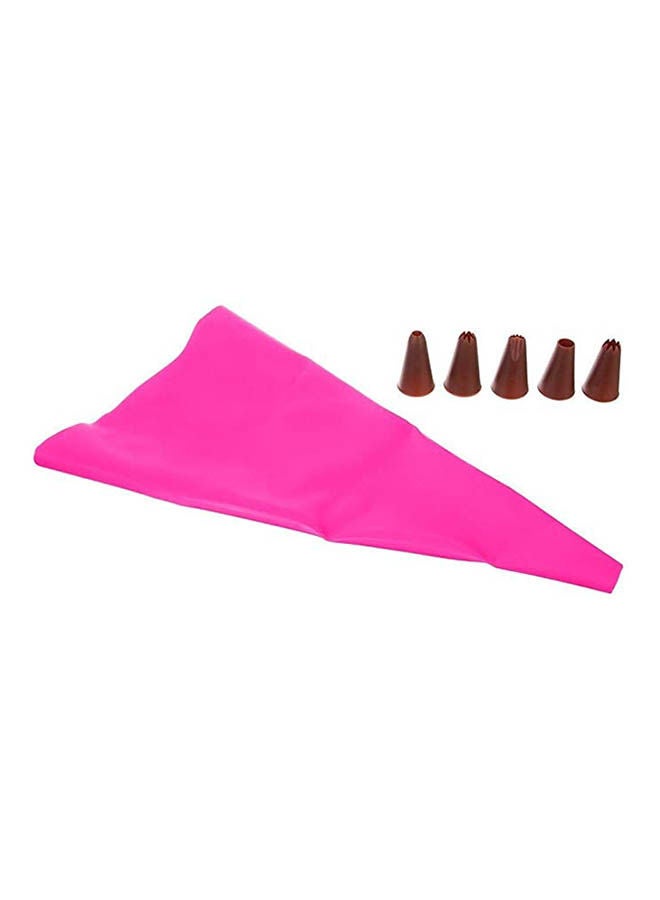 ماركة غير محددة Reusable Cream Pastry Bag With 5 Pieces Pink 