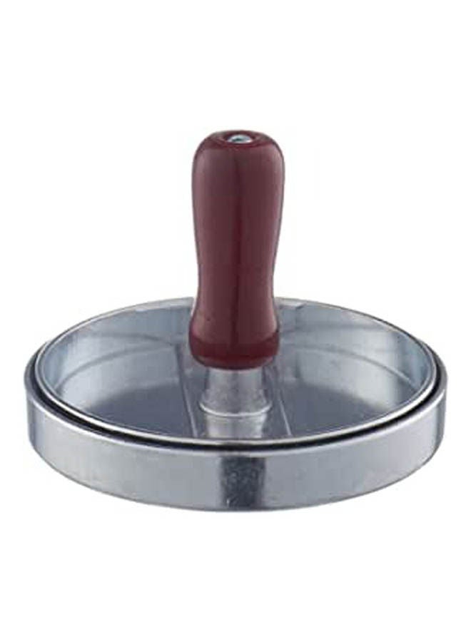 Stainless Steel Burger Press With Wooden Handle - Maroon Silver