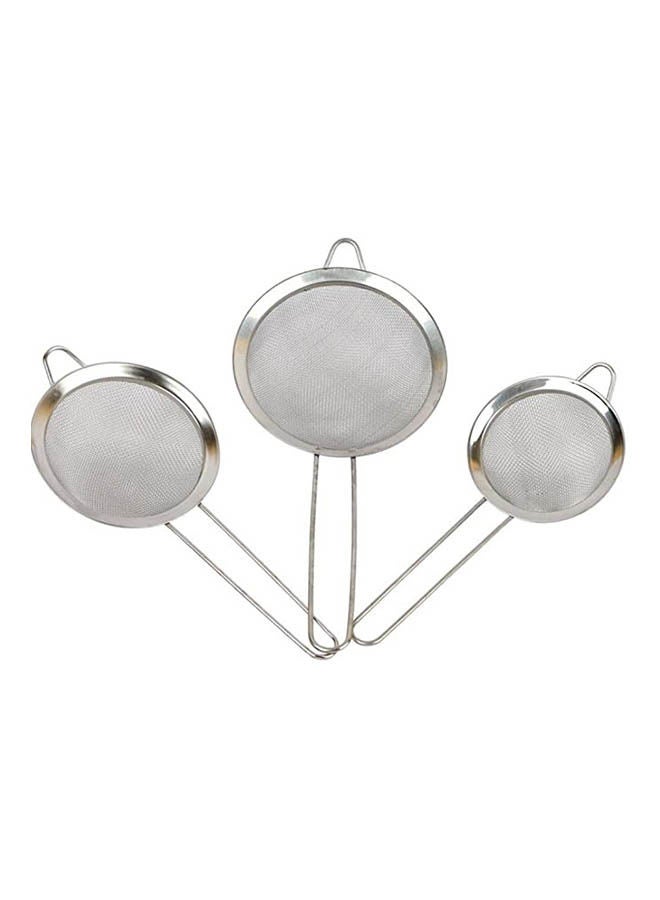 Tea Strainer Consisting Of 3 Pieces Kit Silver 