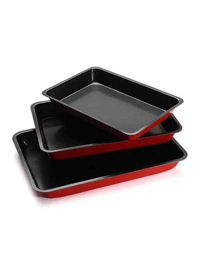 3 Non-Stick Roast-N-Bake Pan Set Red - Image 1