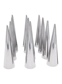 Generic 12Pcs Stainless Steel Pastry Cream Horn Moulds Conical Tube Cone Silver 