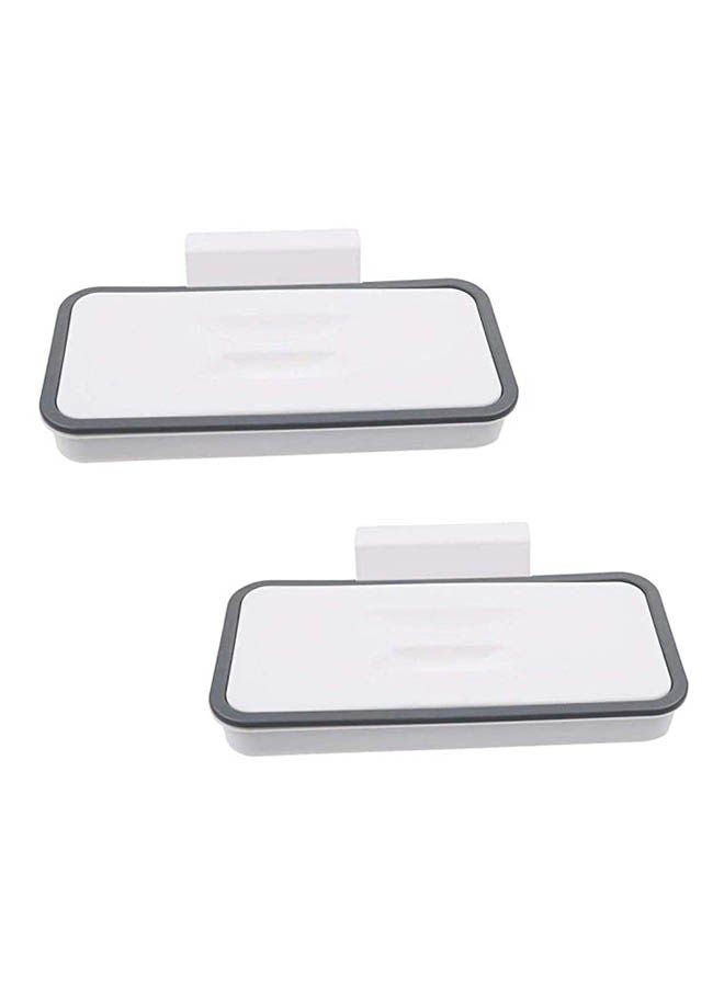 2Pcs Kitchen Tools Garbage Bag Holder Cupboard Door Back Trash Rack Storage White  - Image 1