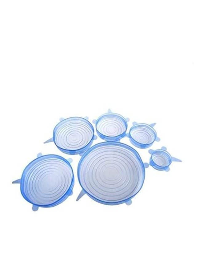 6 Pieces Silicone Stretch Lids Blue 
