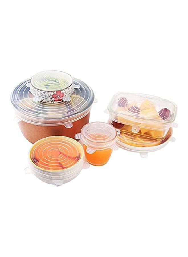 Generic 6pcs Sets Universal Silicone Stretch Suction Lid Clear 