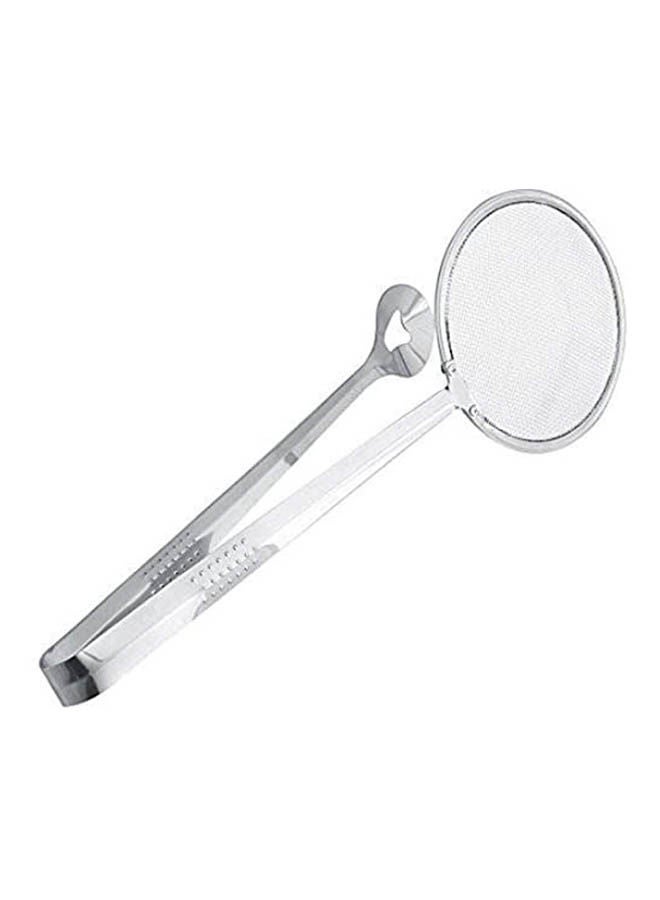 2 In 1 Food Spoon Strainer Fried Food Oil-Frying Filter Silver 