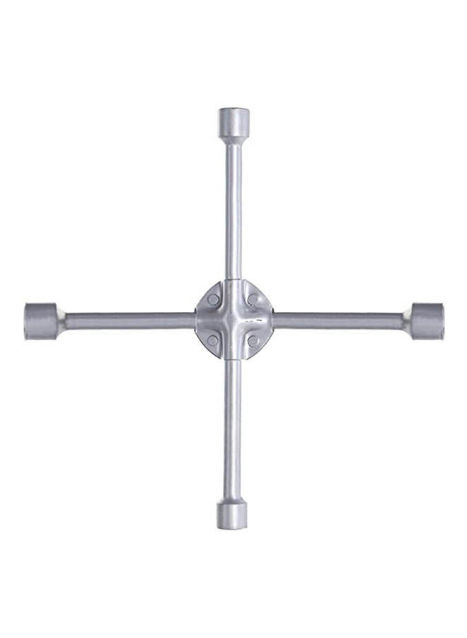 Metric 4-Way Lug Wrench For Car Silver