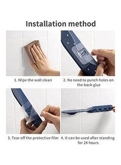 Generic Wall-Mounted Multifunctional Abs Bathroom Hook Rack Blue  - Image 3