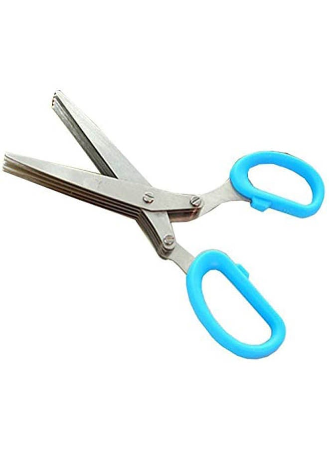 Home Stainless Steel 5 Blade Kitchen Scissors Blue 380ml