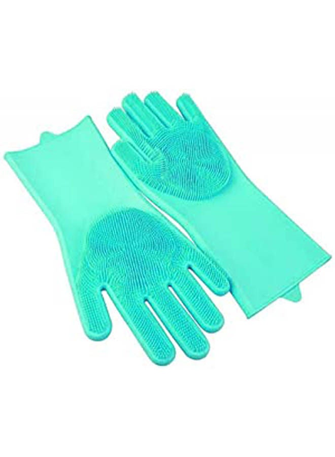 Heat Resistant Non-Slip Waterproof Durable Silicone Dishwashing Gloves For Fruit And Vegetable Cleaning Light Green