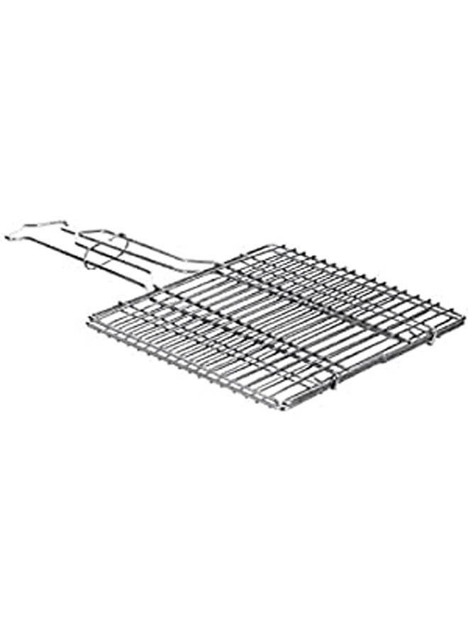 ماركة غير محددة Grilling Net With 10 Handle Chrome Stainless Steel Nickel Coating Silver 45cm 