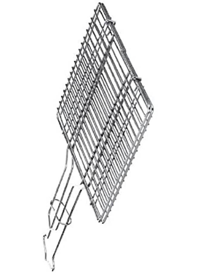ماركة غير محددة Grill Net With 10 Handle Chrome Stainless Steel Nickel Coating Silver 40cm 
