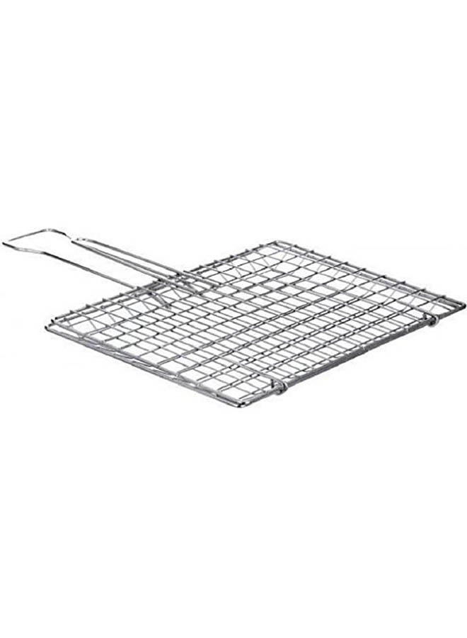 ماركة غير محددة Mini Grill Net With 10 Handle Chrome Stainless Coating Silver 40cm 