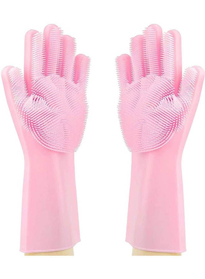 Scrubber Cleaning Gloves For Dishwashing Pink