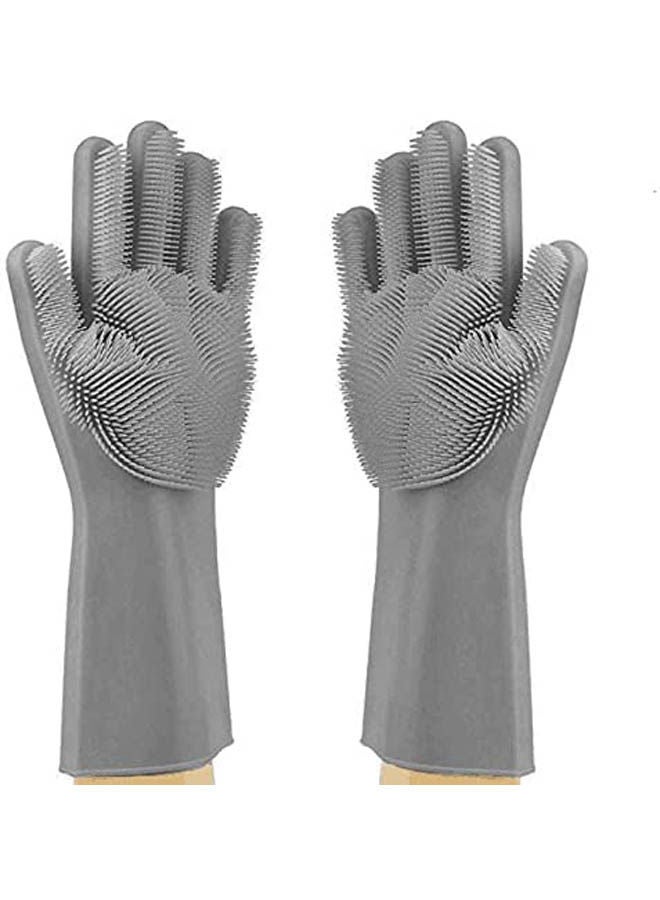 Magic Silicone Cleaning Gloves Dishwashing Scrubber Grey