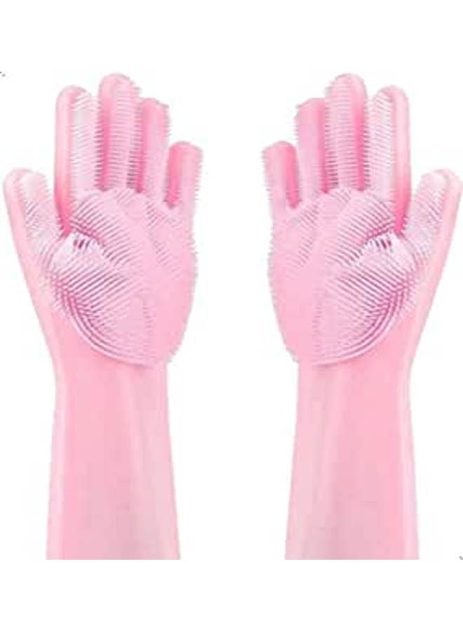Magic Silicone Scrubber Cleaning Gloves Pink