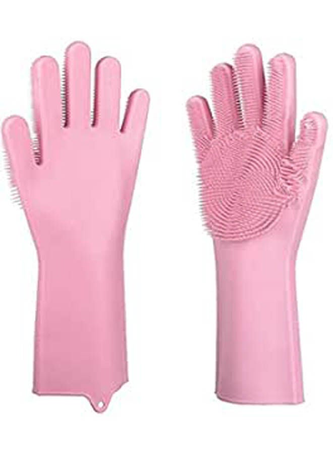 Magic Silicone Scrubbing Gloves Dishwashing Pink 