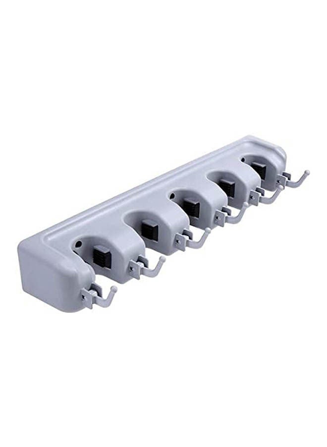 Generic - Mop And Broom Tool Holder Organizer Wall Mounted Non Slide Storage Hooks Racks And Towels Grey - Image 1