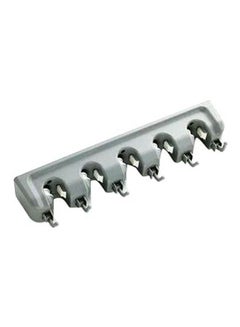 6 Hooks Broom Organizer Grey