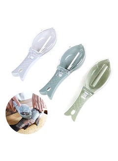 3 Pieces Fish Clean Scales Plastic Fish Scale Sc Fish Scales Clean Tools Fish Scaler Brush Peeler Fish Scale Remover With Clear Cover For Home Kitchen Restaurant Blue 6.3X2.16X1.65inch