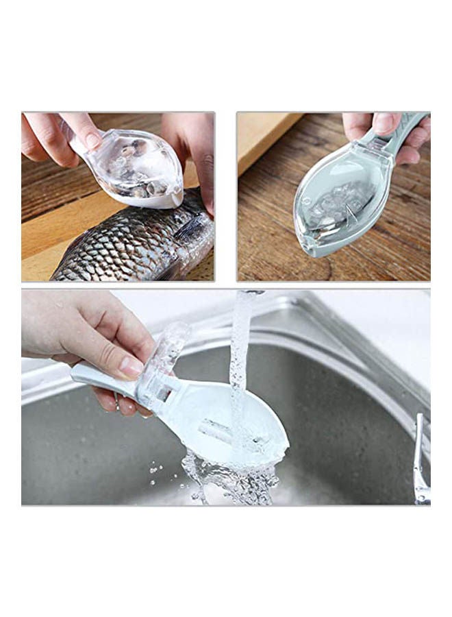 Generic - 3 Pieces Fish Clean Scales Plastic Fish Scale Sc Fish Scales Clean Tools Fish Scaler Brush Peeler Fish Scale Remover With Clear Cover For Home Kitchen Restaurant Blue 6.3X2.16X1.65inch - Image 1