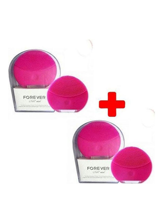 Silicone Ultrasonic Facial Cleanser Brush - 2 Pcs Pink