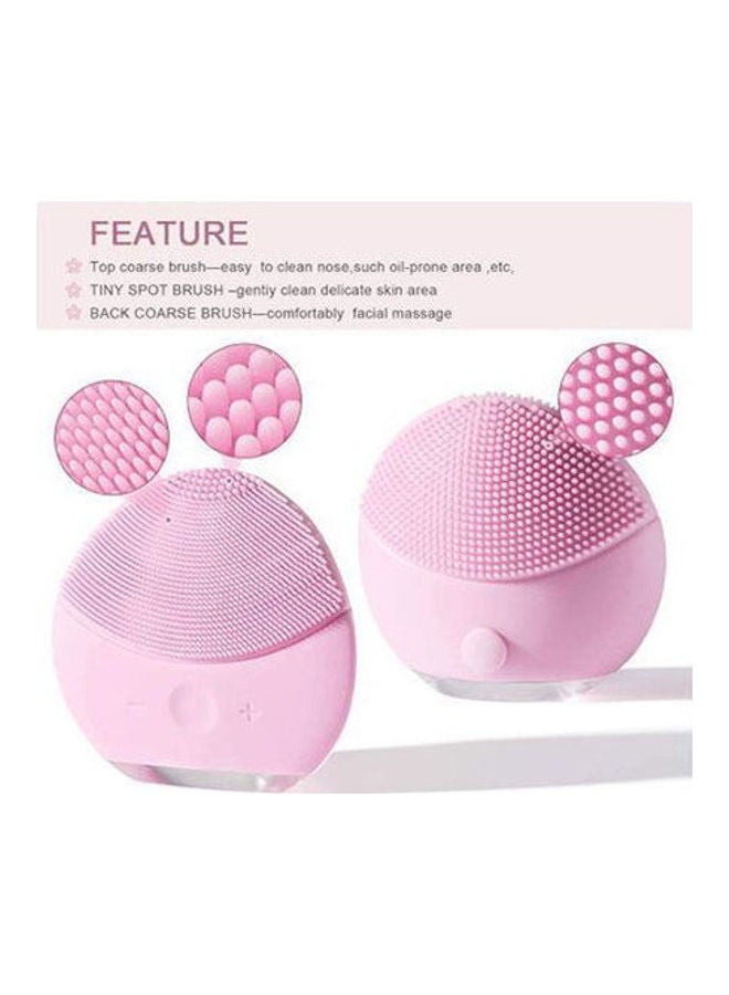 فورإيفر 5 في واحد جهاز تدليك للعناية + فرشاة تنظيف للوجه تعمل بالأمواج فوق الصوتية من السيليكون وردي - Image 2