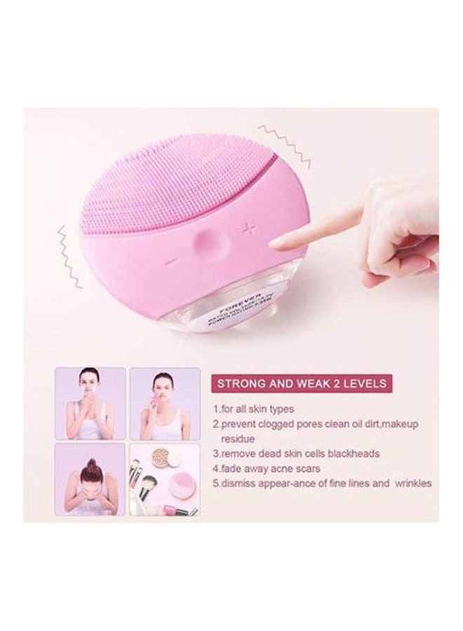 فورإيفر 5 في واحد جهاز تدليك للعناية + فرشاة تنظيف للوجه تعمل بالأمواج فوق الصوتية من السيليكون وردي - Image 3