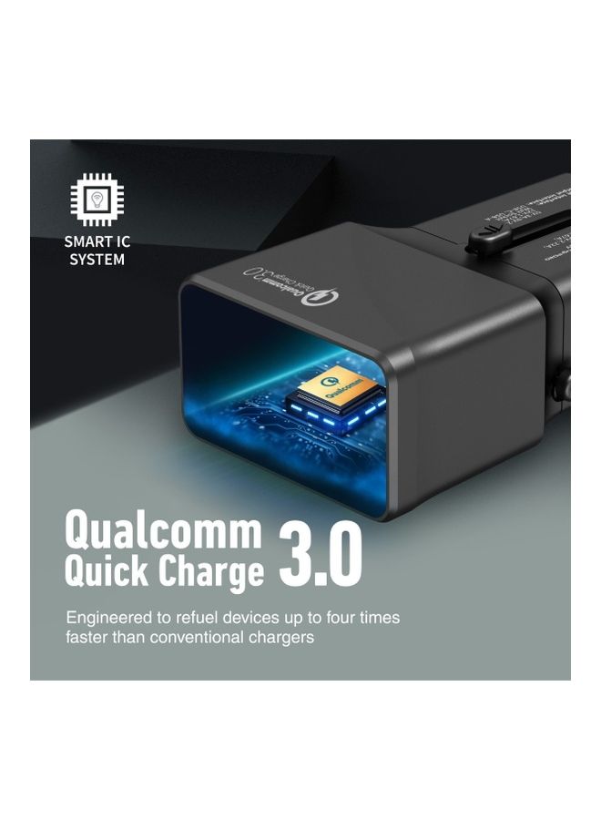 PROMATE Sleek Universal Travel Adapter with 20W Power Delivery & Quick Charge 3.0 Black - Image 3