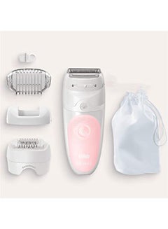 Silk-épil 5 5-620 Epilator, Hair Removal, 3 In 1, Includes Shaver & Trimmer Head, Cordless, Gentle Hair Removal Setting, Wet & Dry, 100% Waterproof, UK 2 Pin Plug White/Pink - v1652607298/N50482121A_5