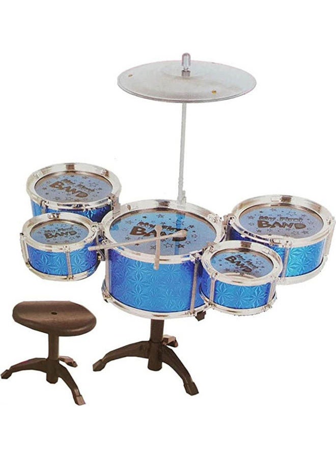 Jazz Drum Set Little Master Rock Band Toy Drum Set Musical Instrument Playset For Kids Blue